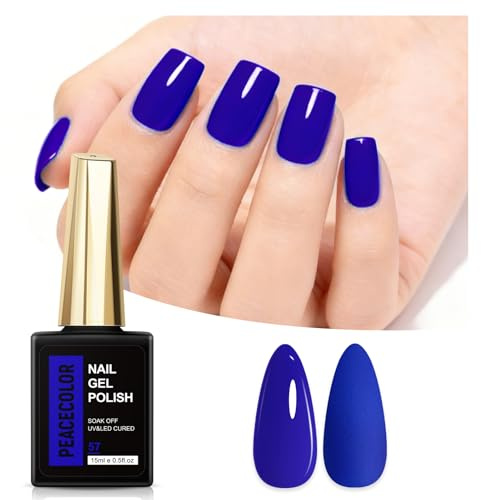 PEACECOLOR 15ml Gel Nail Polish Blue Gel Polish Colour Soak Off U V Nail Varnish for Autumn Nail Color Easy to Remove Nail Gel Polish Manicure Art Salon Ideal for Fashion DIY at Home Daily Use