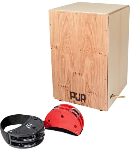 Pur PC1399 Cajon Vision Pro Ast Eiche mit keepdrum Fußtambourin-Set