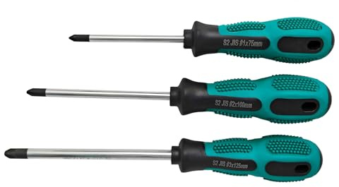 JIS Screwdriver Set (3Pcs #1#2#3) – Magnetic Tips, S2 Alloy Steel, Meets JIS B4633 Standard, Designed for Japanese Motorcycles, Vehicle,Bicycles & Industrial Equipmen