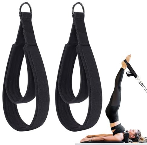 KINDLUME 2 Pezzi Cinghie per Pilates, Accessori Palestra Con Doppio Anello, Spessore Migliorato Con Anello a d, per Fasce Palestra, Allenamento a Casa, Banda Elastica Fitness