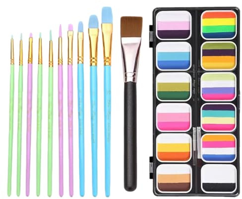 Kit De Pintura Facial íris - 12 Colores | Pintura Profesional Para Rostro Y Cuerpo | Maquillaje Lavable Para Maquillaje Facial, Disfraces, Festivales, Fiestas, Teatro, Hombres, Mujeres Y Niños