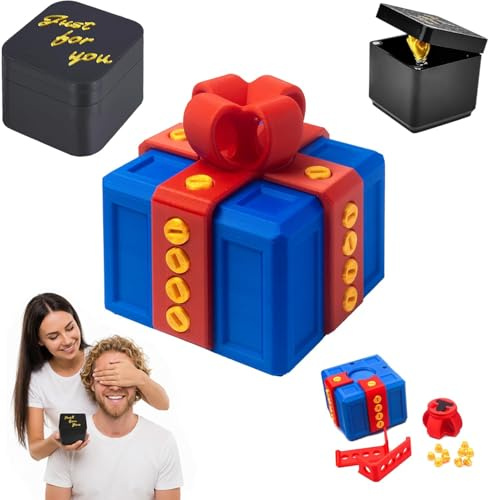 2-teilig Nervige Geschenkbox, 3D Geschenkbox Das Nervige Geschenk | Schraubenspielzeug für Kreative Geschenke, Speicher Streichbox Valentinstag, Kleiner Weihnachten (Blau)