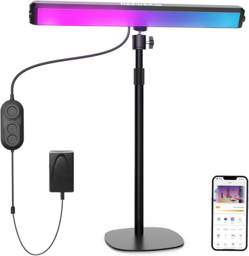 NEEWER Dual Sided RGB LED Streaming Key Light, Smart Desk Lamp Compatible with Alexa Google Assistant for Gaming Video Conference, 16 Million Colors, 2700K-7000K/CRI97+ Studio Tube Lighting, NG01