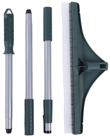 Haofy Rastrillo de Hojas de Césped Rastrillo de Escoba de Mano Ajustable para Alfombras de Césped Artificial Patios Herramienta Desmontable de Acero Inoxidable para Depilación de