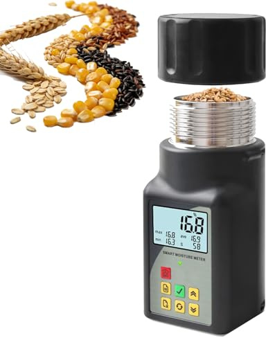 Tester digitale per misuratore di umidità per cereali, misuratore di umidità per cereali con display a LED, capacità 90 ml, memorizzazione dati 99 gruppi, compensazione automatica della temperatura