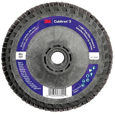 3M Cubitron 3 Flap Disc 1169F, 40+, T27-Flat Quick Change, 4-1/2 in x 5/8 in-11, 10 ea/Case, Single Pack