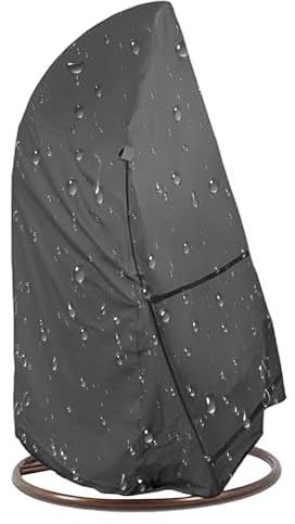 Generisch Hängesessel Schutzhülle - Strandkorbhülle | wasserdichte Abdeckung für Ei-Stuhl | 600D Oxford PVC, 1-2 Sitzer Universal, Winddicht mit Reißverschluss, Schwarz, UV-Beständig, Gartenmöbel