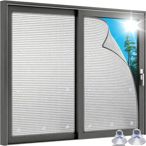 Pellicola Termoisolante per Finestre Caldo e Freddo, Copertura in Alluminio con Ventose, Pellicola Termoisolante Oscurante Anticalore per Casa e Ufficio(Gray,50x110cm)