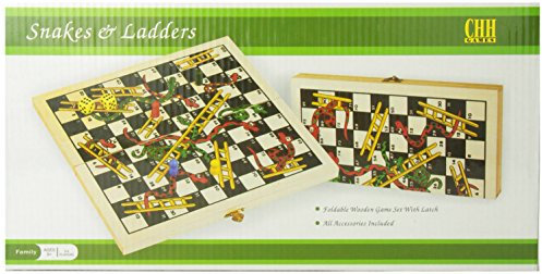 Recreational Wooden Snakes & Ladders Folding Game with Pair of Dice