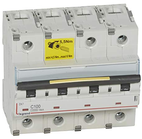 Disjoncteur DX³ 10000-16kA - 4P - 400V~ - 100A - courbe C - 6 modules