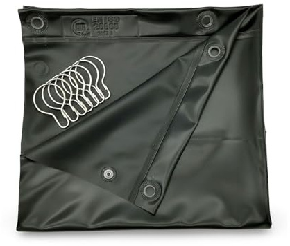 Godirect24 Schweißschutzplane grün 140x200cm PVC 0,4mm, gemäß EN ISO 25980 | Maximaler Schweißschutz sowie UV- und Spritzschutz für Werkstatt und Industrie mit Ösen und 7 Befestigungshaken