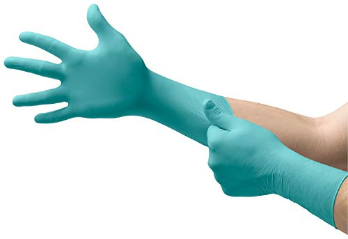Ansell TouchNTuff 93-700 Nitril-Handschuhe, Lebensmittelindustrie, Chemikalien- und Flüssigkeitsschutz, Grün, Größe M (200 Paar)