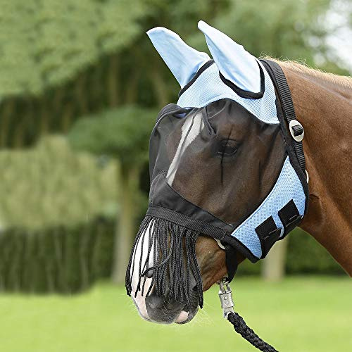 BUSSE everline Fliegenmaske FLY COVER FRANSEN Vollblut, hellblau/schwarz