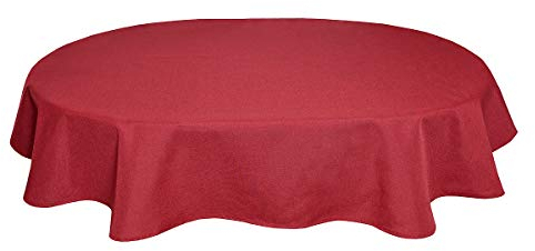 Tischdecke Leinenoptik Leinen Lotuseffekt Wasserabweisend Lotus Oval 135x180 cm Rot