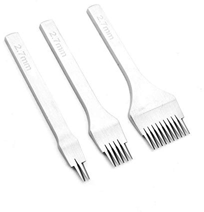 3PCS Herramienta de Punzón de Acero Blanco 2/5/10 mm Juego de Punzones para Cuero Bricolaje Juego de Cinceles para Costura (2.7mm) | Juego de 3 Punzones de Acero para Cuero en Tamaños 2, 5 y 10mm, Cinceles de Costura, Herramienta de Bricolaje y Manualidades