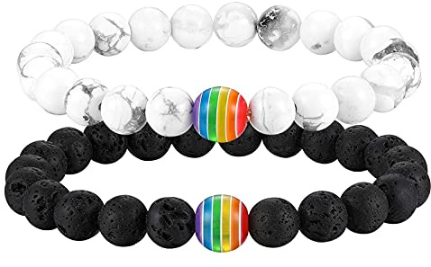 Flongo pärlor armband armband, herr vintage HBT regnbåge gay länk armband, lavasten Buddha pärla länk armband pärlor armband för jul alla hjärtans dag