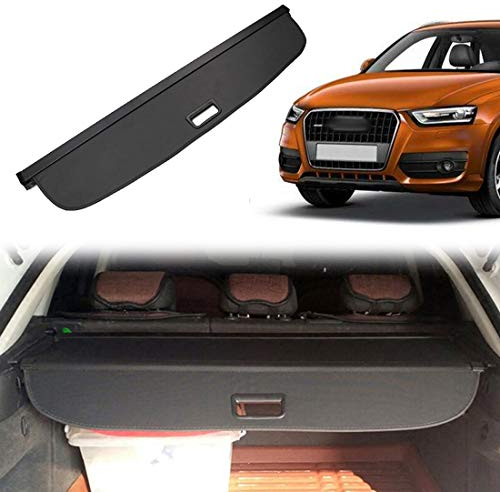 OREALTOOL Ausziehbar Kofferraumabdeckung für Audi Q3 2013-2015 Gepäckaufbewahrung hintere Kofferraumablage, Sicherheits-Schatten, Schutz Der PrivatsphäRe Abdeckung Schwarz