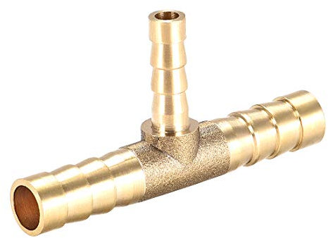 Sourcingmap 8 mm x 5 mm x 8 mm manguera de latón reductor de barra de ajuste en T T de 3 vías Conector de púas de aire agua combustible gas