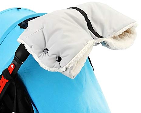 SONARIN Kinderwagen Handwärmer,Universal Kinderwagen Muff für Kinderwagen Buggy,Wasserfest Winddicht Kinderwagen Handschuhe mit warme Fleece(Grau)