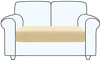 TAOCOCO Funda de cojín de Asiento de sofá, Funda Asiento Sofa Elástica, Ajustable, Lavable, Asiento de Tela de Poliéster, Suave y Cómodo(Beige, 2 Plazas)