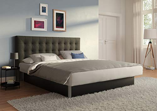 SuMa - Wasserbett 180x200 dual freistehend m. Sockel schwarz und Kopfteil Nuevo, Farbe anthrazit 180x200 cm