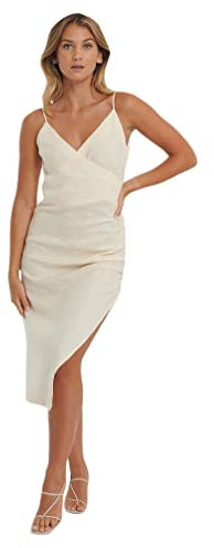 NA-KD Drawstring Midi Dress Vestido Informal, Beige Claro, 38 EU para Mujer