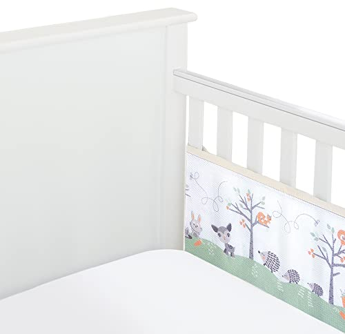BreathableBaby, Klassisches 3 mm atmungsaktives Netzfutter für Kinderbetten mit 120 x 60 cm oder 140 x 70 cm Matratze, Woodland Walk, deckt 2 Seiten ab, Nicht gepolsterte einlagige