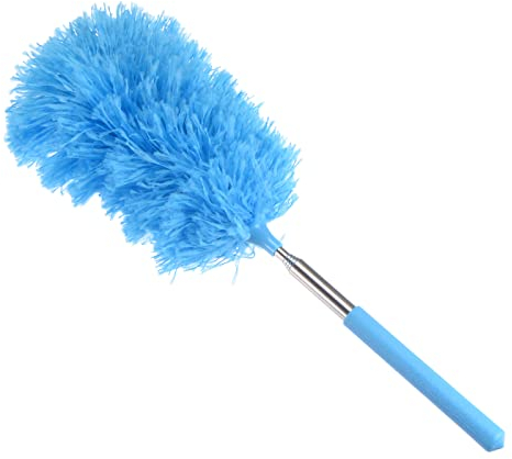 sourcing map Microfiber Cleaning Duster, 14 to 35 Inch Washable Extendable Brush Flexible Feather Duster for Window Furniture, Blue