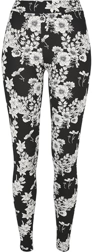 Urban Classics Mallas para mujer, Pantalones de Yoga Mujer, Negro (Black Flower), S
