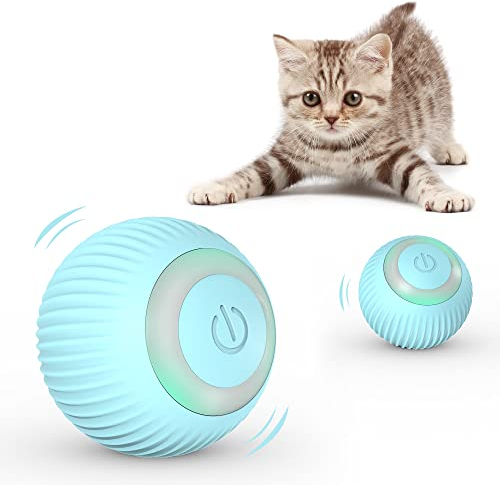 IOKHEIRA Katzenball mit LED-Licht, Elektrisch Zwei-Farben Katzenspielzeug Ball interaktives Spielzeug für Katzen, selbstdrehender 360-Grad-Ball, wiederaufladbares interaktives Ball (Dunkelgrün)
