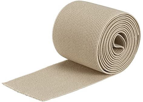 sourcing map Banda elástica ancha de sarga de doble cara de 75 mm (3 pulgadas), banda elástica tejida plana de 2 yardas, carrete elástico pesado, correa elástica beige para costura, cintura