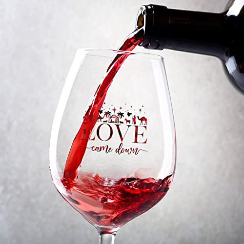 Rimego Lot de 2 verres à vin rouge ou blanc avec inscription Love Came Down - Verres à vin rouge ou blanc pour mariages ou anniversaires - Verres à vin en cristal de 500 ml