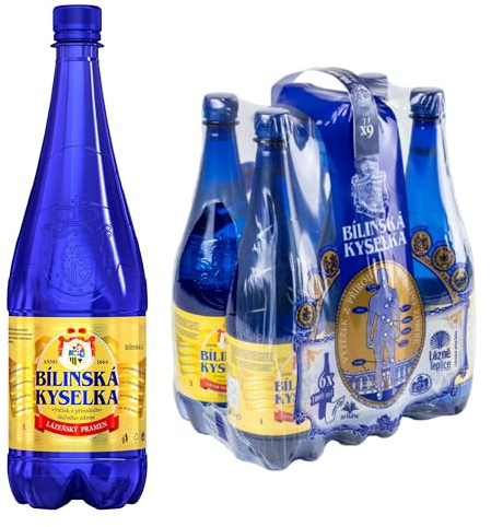Bilinska Kyselka Mineralwasser aus der Tschechischen Republik - Natürliches medizinisches Tafel Medium Wasser - Natriumbikarbonatwasser mit mittlerer Mineralisierung - 6er Packung, je 1 l