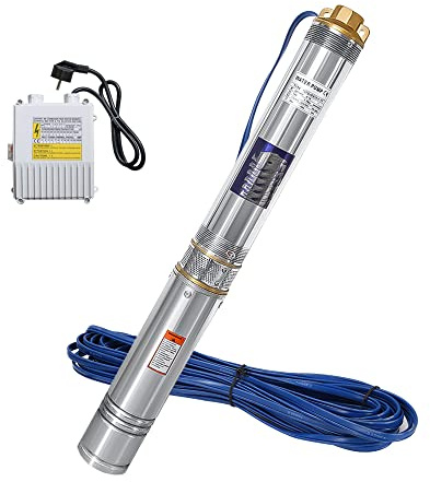 Sonnewelt 750 W 4000 l/h Bomba de pozos profundos, bomba de pozo con cable de 20 m, bomba de agua de acero inoxidable, presión 6,7 bar, altura máxima de 67 m, máx. 35 °C