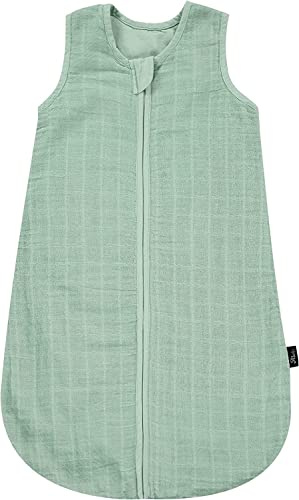 Alvi Babyschlafsack Mull atmungsaktiv mit Babylöffel DeinKinderland| Baby-Schlafsack ärmellos Jungen und Mädchen | leichter Sommerschlafsack | Außensack (uni granite, 110cm)