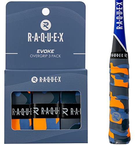 Raquex Nastro Adesivo Mimetico Evoke - Nastro per Impugnatura per Racchette da Tennis - Nastro Antiscivolo per Racchette da Tennis, Badminton e Squash - Confezione da 3 (Mimetico Chiaro)