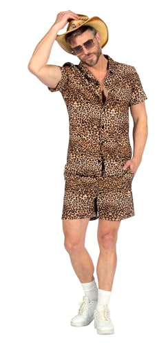 WILBERS & WILBERS 5123 – Festival set med leopardtryck, skjorta och byxor, festoutfit för män, sommardräkt, karneval