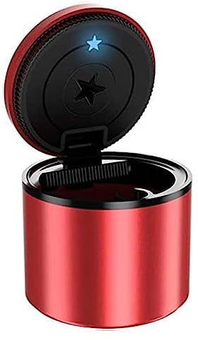 para V-W Golf/Polo 5 6 7 8 GTE GTI GTD Cenicero de Coche Portátil Desmontable Sin Humo Ceniceros Con Tapa y Luz Led portavasos Anti-Olor Papelera Cenicero,I