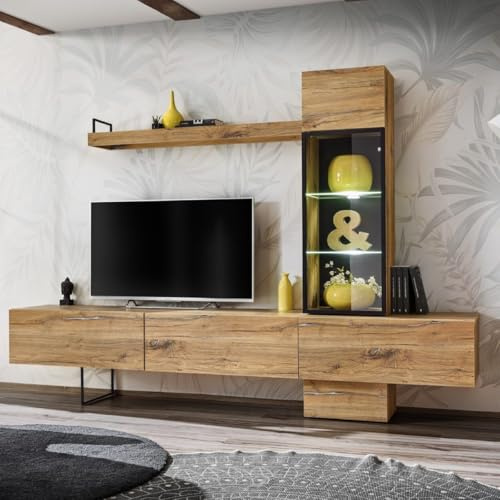 Paris Prix Ensemble Meuble TV Design Rise 240cm Chêne