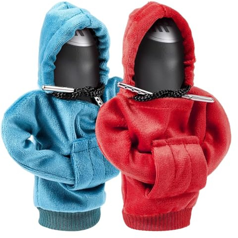 Yuqilin schaltknauf Hoodie, 2 Stück Auto Schaltknauf Abdeckung schalthebel hoodie Abdeckung Pullover für Universelles Auto-Schalthebel-Innendekorationszubehör(Blau/Rot)