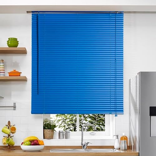 STOR PLANET | Veneto PVC Jalousien, vertikale Lamellenvorhänge, Innenrollos für Fenster und Türen, Küche Vorhänge, Badezimmer, Schlafzimmer… | Kobaltblau, 150 x 160