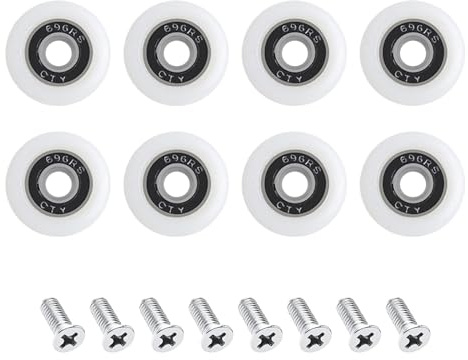 Leliafleury Lot de 8 roulettes de porte de douche de 25 mm pour porte de douche, poulie pour cabine de douche, porte en verre de salle de bain
