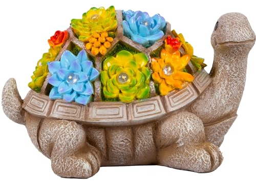 Gadgy Figuras de jardín Solar Tortuga - Lámparas solares Exteriores - Decoración de Figuras Luminosas solares con suculentas - Decoración de jardín Exterior - Decoración de balcón en Forma de Animal
