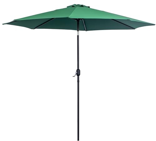 270cm-Sonnenschirm mit Kurbel, Lichtbeständigem 220-g-Polyestergewebe und Windschutz, Outdoor-Marktschirm mit 8 Strudel Rippen und Druckknopfneigung für Außenterrasse, Terrasse, Pool, Hinterhof