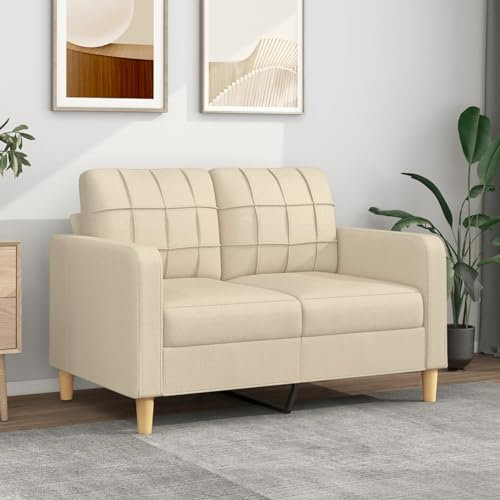 Homgoday 2-Sitzer-Sofa Couch Sofa Relaxsofa Relaxcouch Gästesofa Polstersofa Loungesofa Loveseat Sofa Modern für Wohnzimmer, Schlafzimmer Creme 120 cm Stoff
