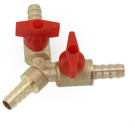 3 Way Hose Connector, Ball Valve Fitting 3 Way Shut Off Union Intersection, Split Brass Hose Barb For Water, Oil, Gas To Garden Watering(8mm)