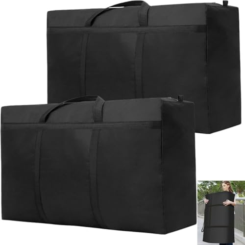 Yimomoyi 2 Pcs 180L Grands Sacs de Rangement Étanche Noir Sac de Rangement Pliable pour Vêtements avec Poignée Zippée pour Vêtements Saisonniers, Couettes, Articles de Noël, Voyager ou Déménager