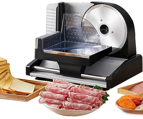 QXIWAOE Cortadora de Carne eléctrica de 200 W para Uso doméstico, Ajuste de Grosor de 1 a 15 mm, cortadora de Pan para fiambres, Carne, Queso y Pan