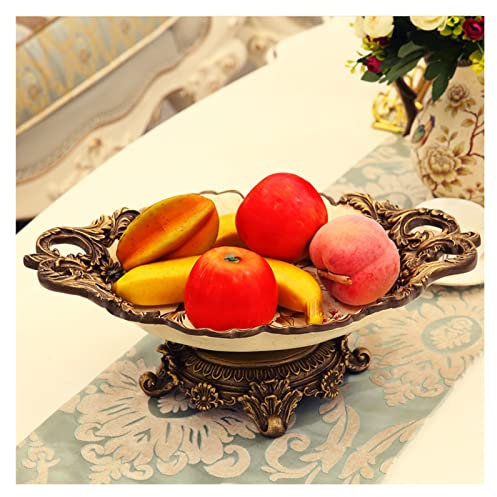 KHYTEBV Frutero Grande, Plato de Frutos Secos de Resina Vintage binaural, Bandeja para almacenar bocadillos y Dulces, Bandeja Decorativa de Escritorio para Acción de Gracias