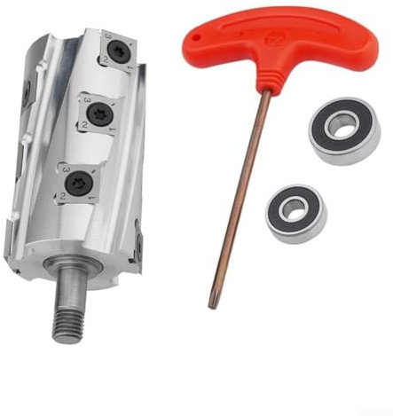 Hasaller Professionelle elektrische Hobelwelle für Holzbearbeitung, Aluminium-Spiralschneider, handgehalten, 80 mm Klingenlänge, 12 Stück, quadratische Klingen, robuste elektrische Hobelwelle mit